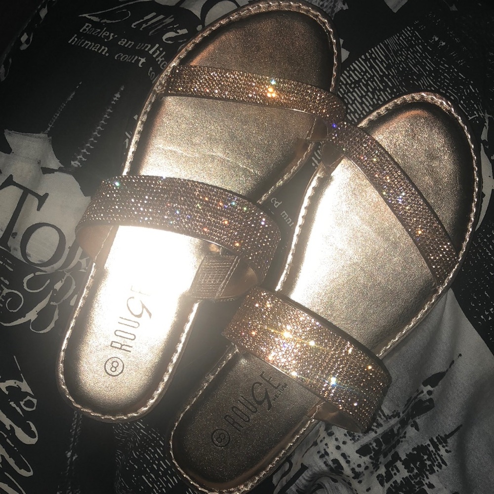 Gold slide sandals ✨